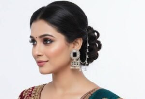 Elegant Silver Crystal & Beads Jhumka Earrings with mattal